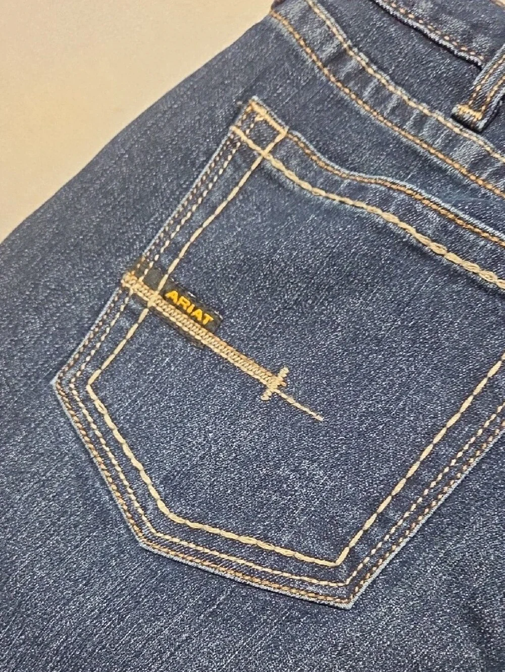 Ariat Men's Dark Indigo Bootcut Jeans with Tan Stitching